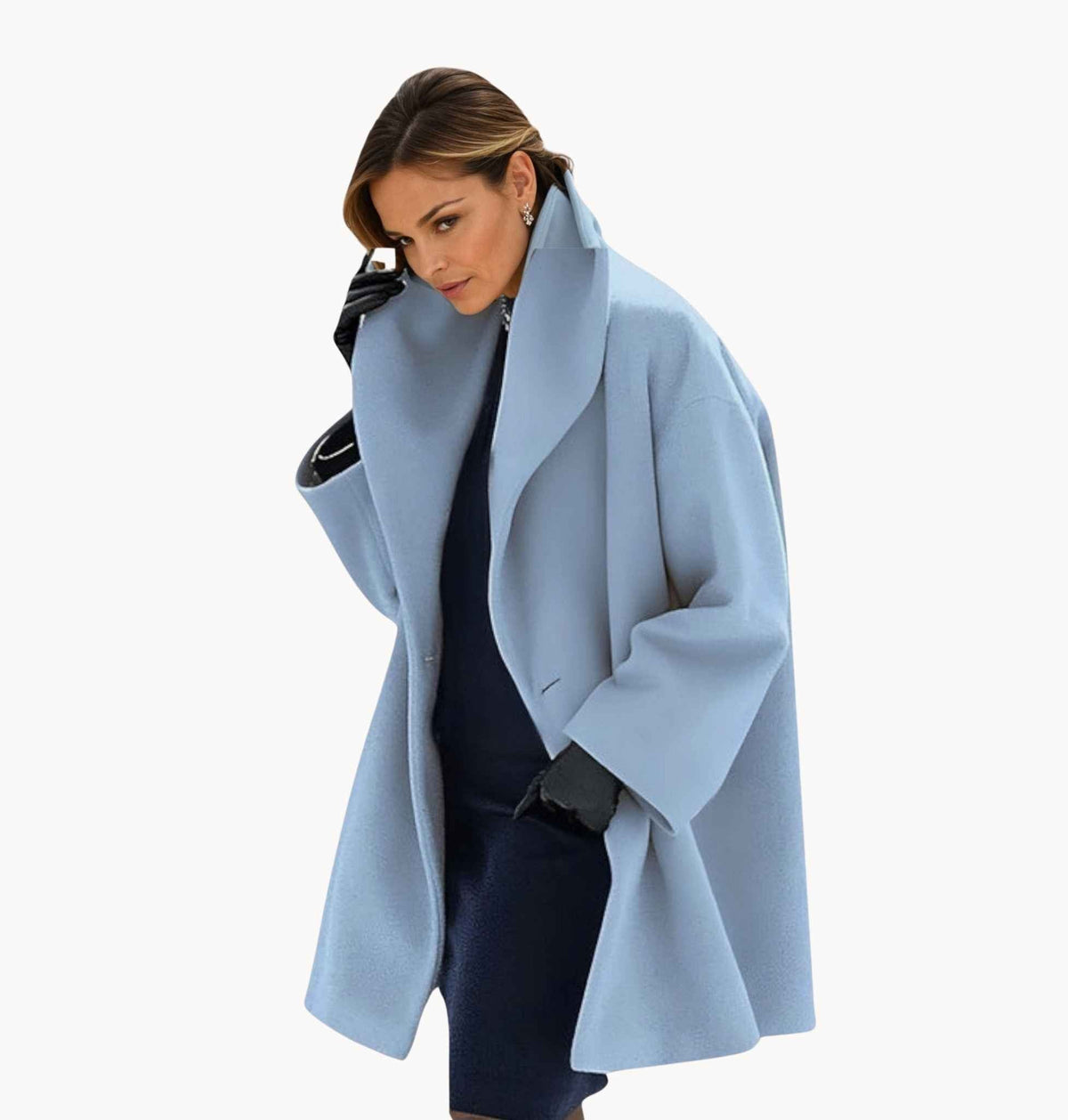 Lea | Manteau d'Hiver pour Femme Oversize Coupe Ample Capuche - Bleu