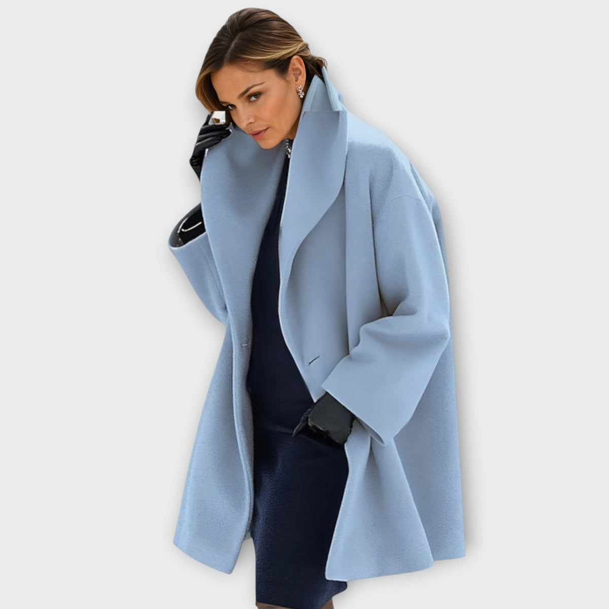 Lea | Manteau d'Hiver pour Femme Oversize Coupe Ample Capuche - Bleu