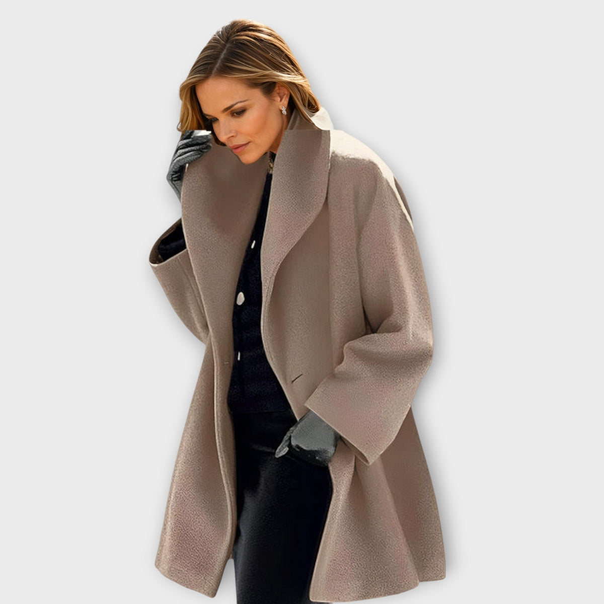 Lea | Manteau d'Hiver pour Femme Oversize Coupe Ample Capuche - Kaki