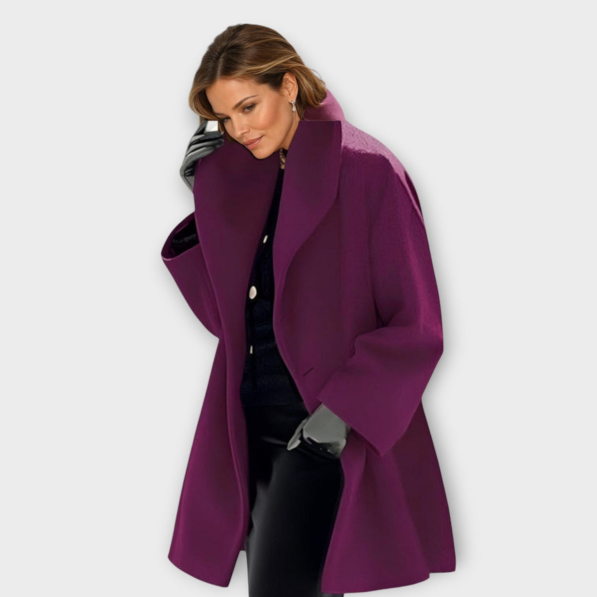 Lea | Manteau d'Hiver pour Femme Oversize Coupe Ample Capuche - Violet