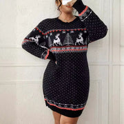 Lea | Pull de noël pour Femme Coupe Ample Motif Renne Tricot Festif - Bordeaux
