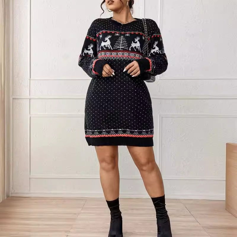 Lea | Pull de noël pour Femme Coupe Ample Motif Renne Tricot Festif - Bordeaux