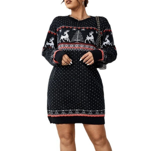 Lea | Pull de noël pour Femme Coupe Ample Motif Renne Tricot Festif - Bordeaux