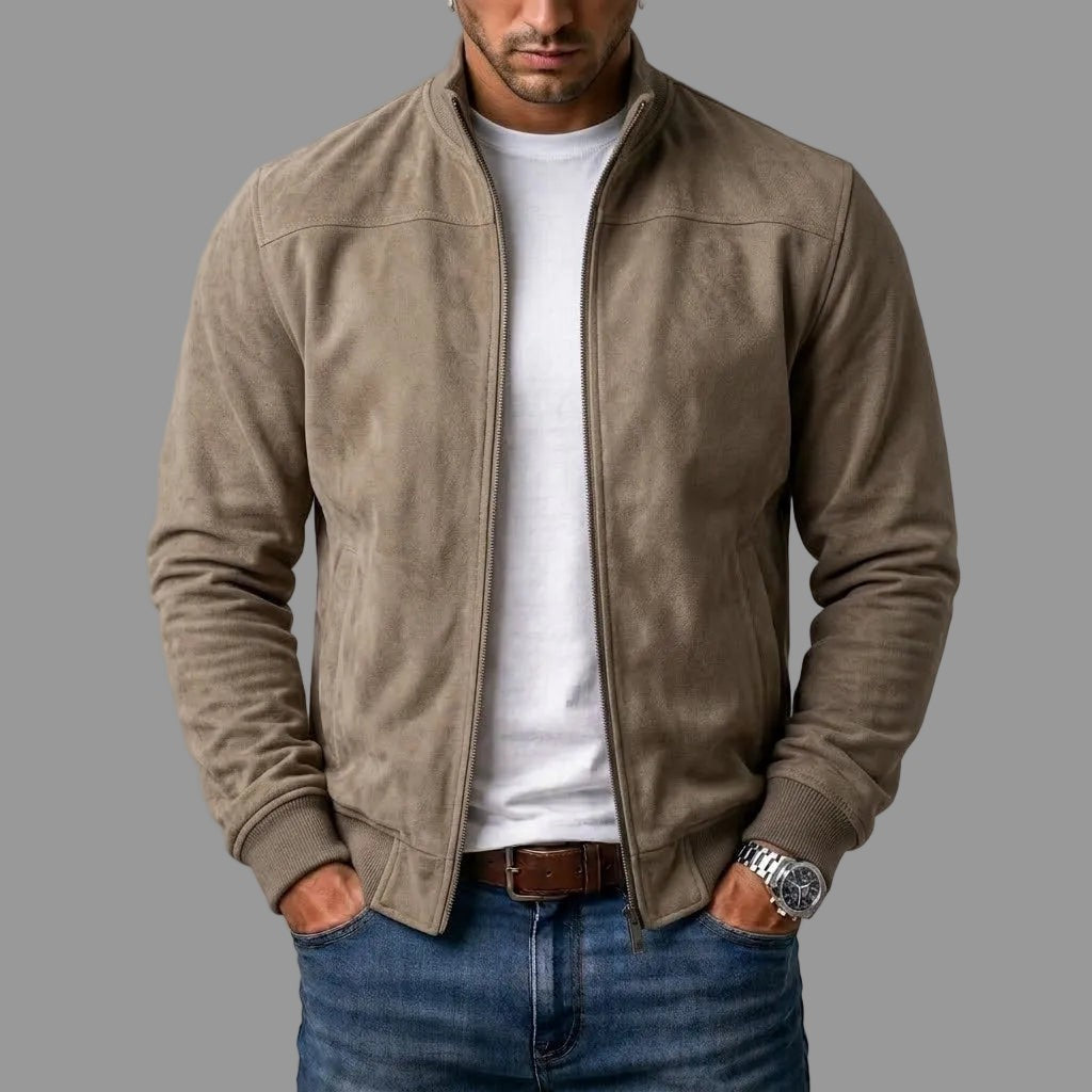 Leo | Bomber Coupe Droite Fermeture Éclair Finitions Côtelées pour Homme - Kaki