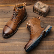 Leo | Bottines Homme Bout Arrondi Coupe Classique Marron - Marron