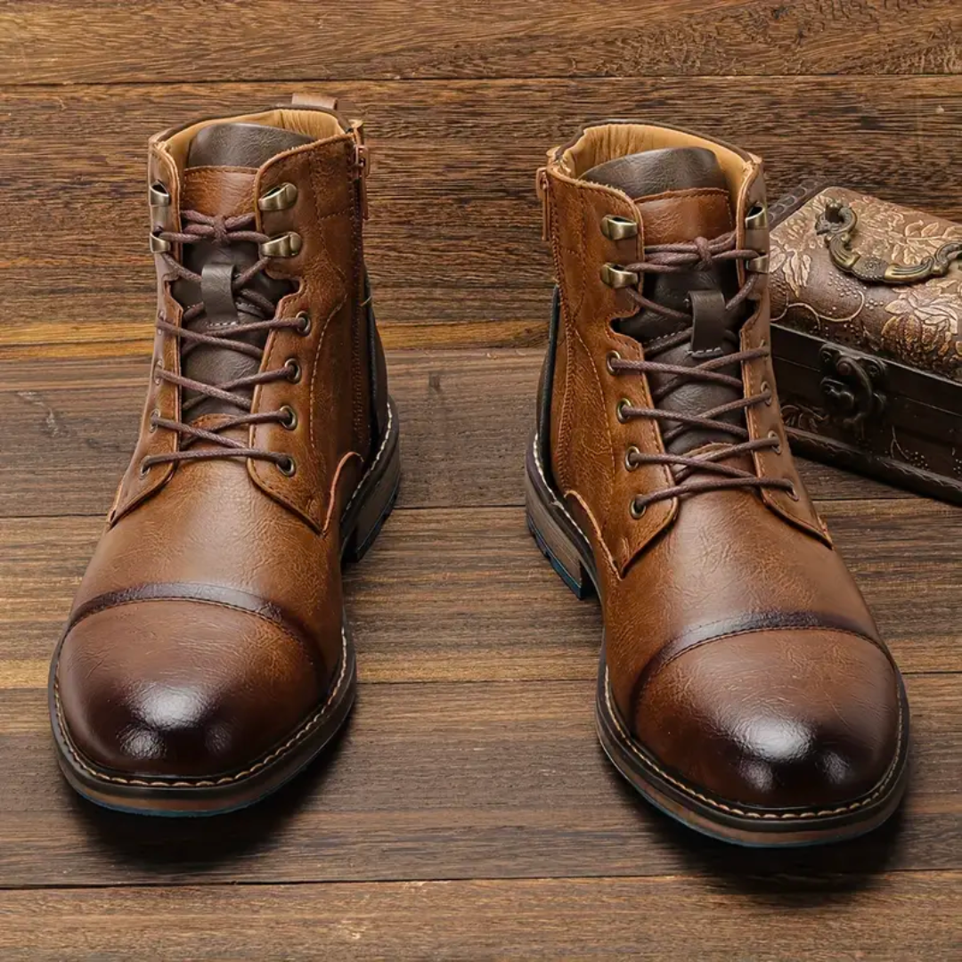 Leo | Bottines Homme Bout Arrondi Coupe Classique Marron - Marron