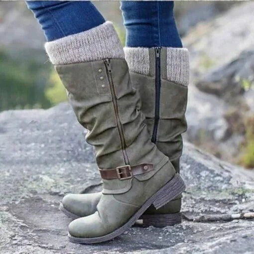 Leo | Pour Femme Bottes de Marche simili-cuir Semelle Orthopédique - Gris