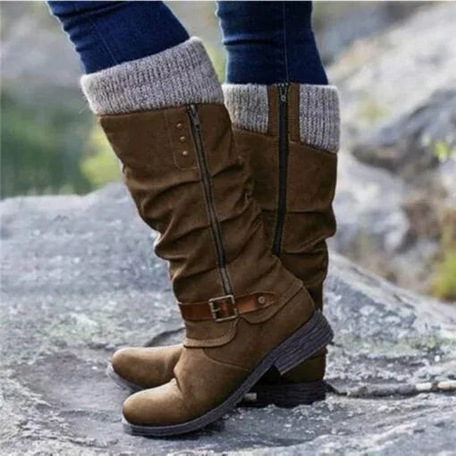 Leo | Pour Femme Bottes de Marche simili-cuir Semelle Orthopédique - Marron