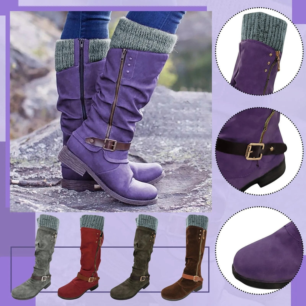Leo | Pour Femme Bottes de Marche simili-cuir Semelle Orthopédique - Noir