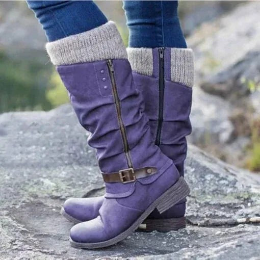 Leo | Pour Femme Bottes de Marche simili-cuir Semelle Orthopédique - Violet