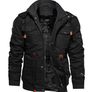 Leo | Veste d'Hiver pour Homme Doublure Polaire Coupe Cargo Col Montant - Noir