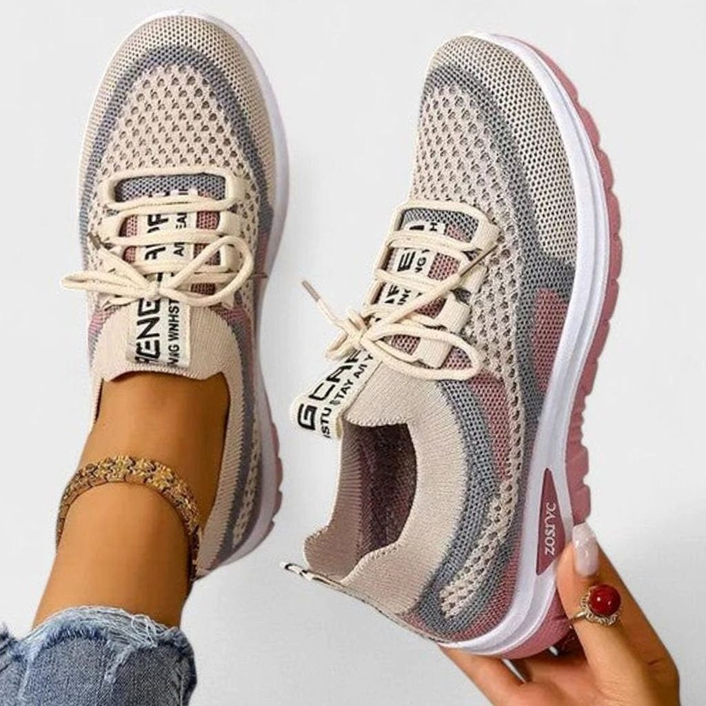 Lina | Baskets pour Femme Lacées Mesh Respirant Amorti Orthopédique - Kaki