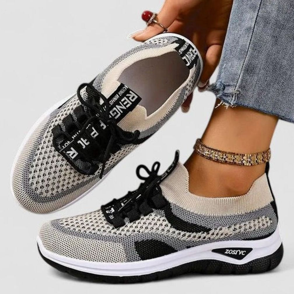 Lina | Baskets pour Femme Lacées Mesh Respirant Amorti Orthopédique - Noir