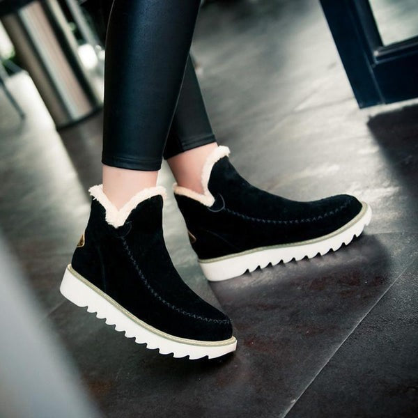 Lina | Bottines Femme Enfiler Plateau Coutures Apparentes - Kaki