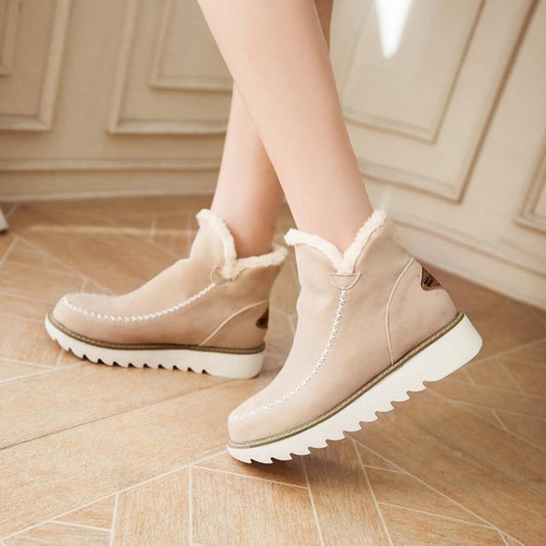 Lina | Bottines Femme Enfiler Plateau Coutures Apparentes - Kaki