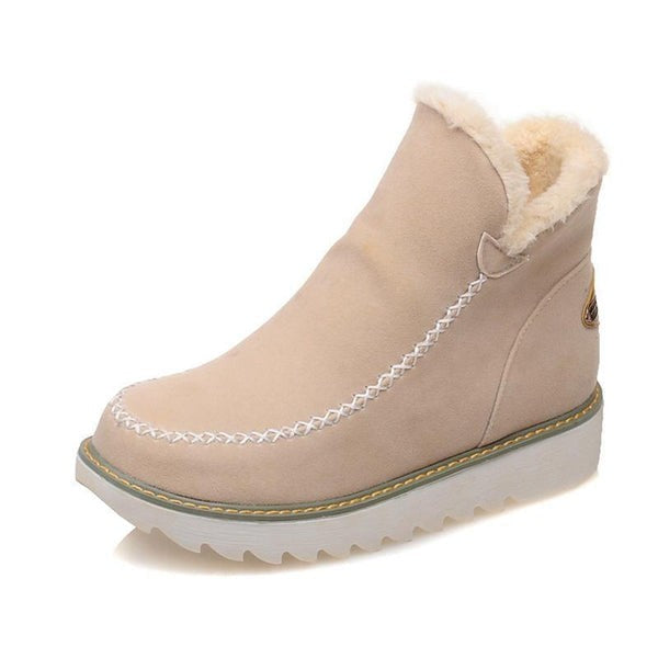 Lina | Bottines Femme Enfiler Plateau Coutures Apparentes - Kaki