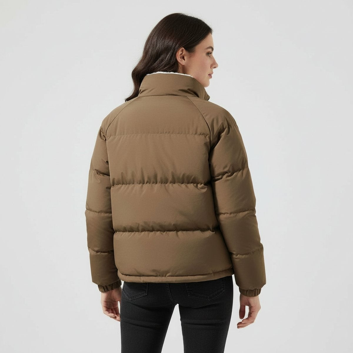 Lina | Dames Doudoune Matelassée Capuche Doublure Polaire Coupe Cintrée - Marron