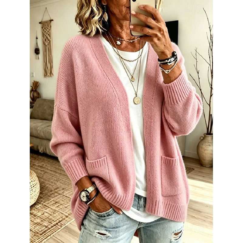 Lina | Gilet Ample Décontracté Poches Manches Longues pour Femme - Unique