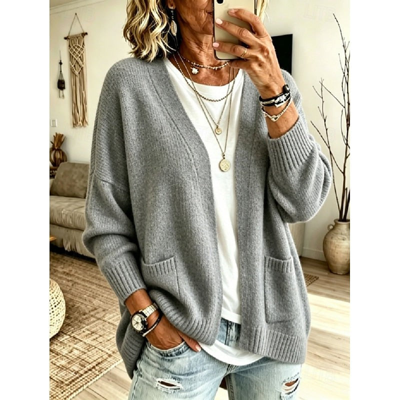 Lina | Gilet Ample Décontracté Poches Manches Longues pour Femme - Unique