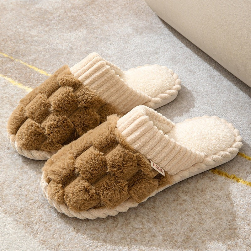 Lina | Pantoufles pour Femme Doublure Pelucheuse Semelle Flexible Confortable - Marron