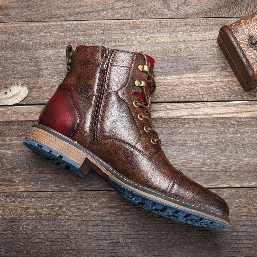 Louis | Bottines Homme Lacées Décontractées Semelle Robuste - Marron