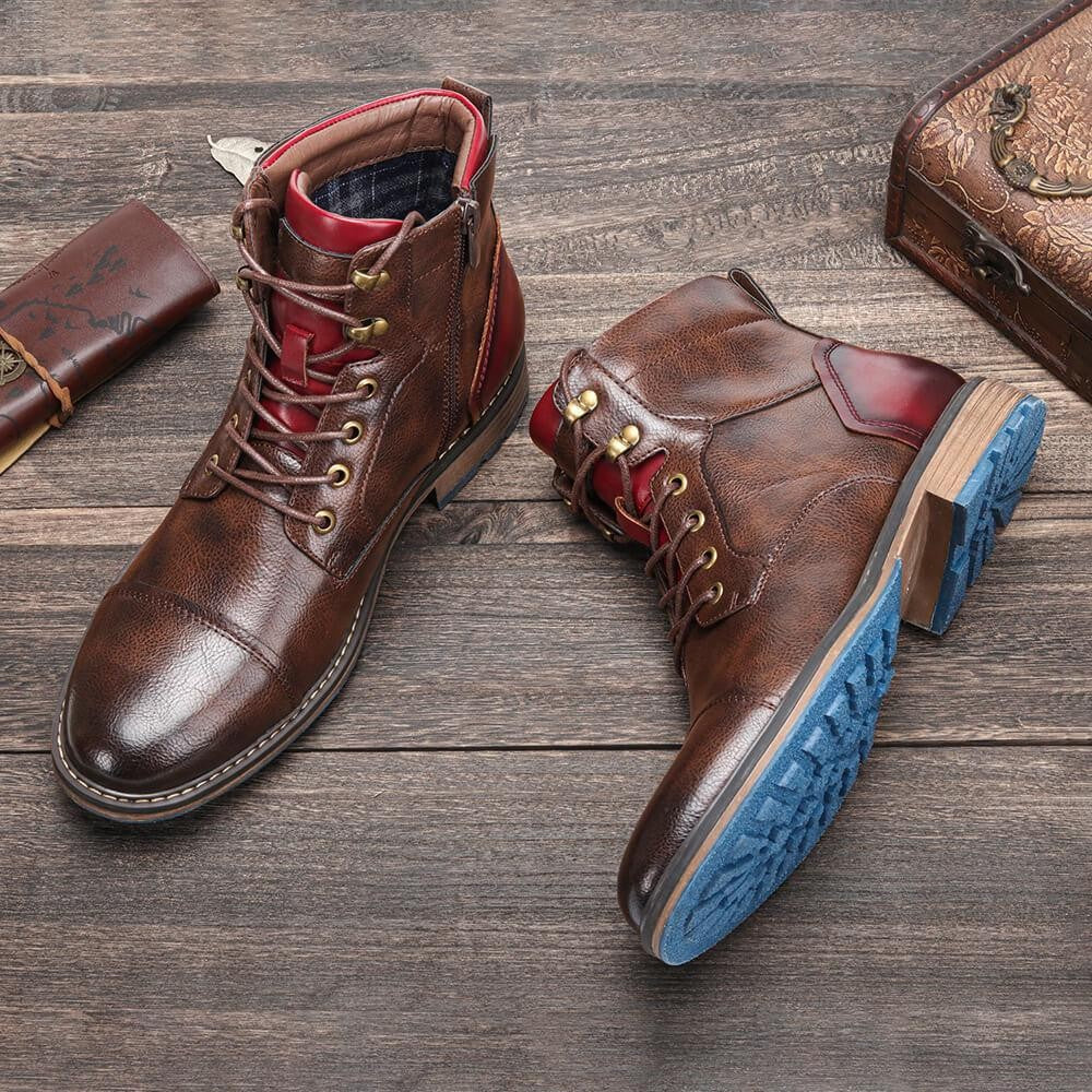Louis | Bottines Homme Lacées Décontractées Semelle Robuste - Marron