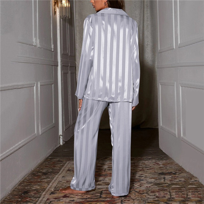 Louis | Pyjama Femme Satin Élastique Poche Poitrine Coupe Ample - Bleu