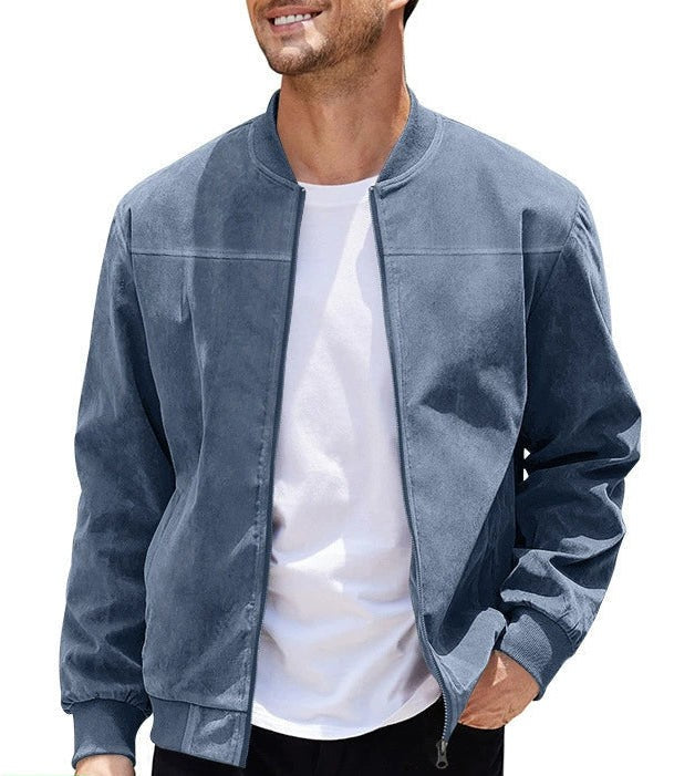 Louis | Veste pour Homme Finition Daim Coupe Épurée Polyvalente - Bleu