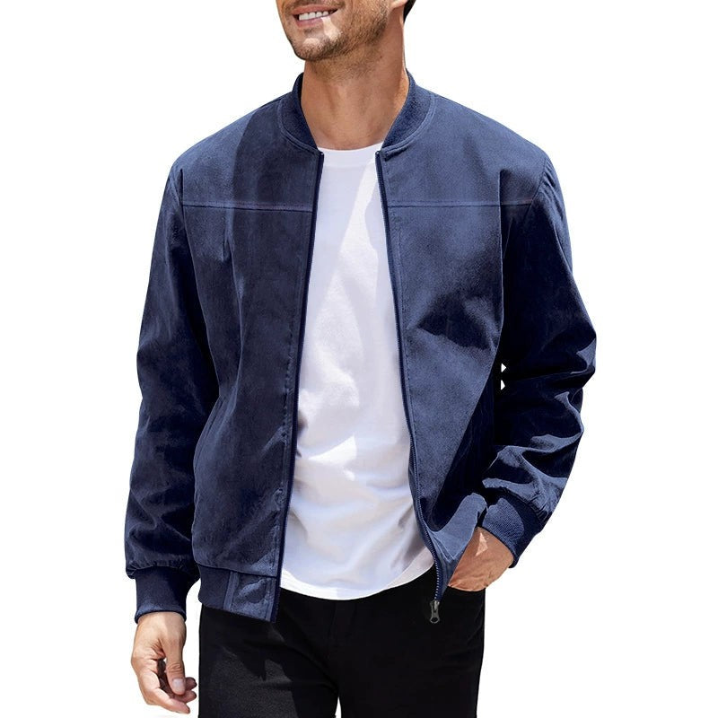 Louis | Veste pour Homme Finition Daim Coupe Épurée Polyvalente - Bleu Marine