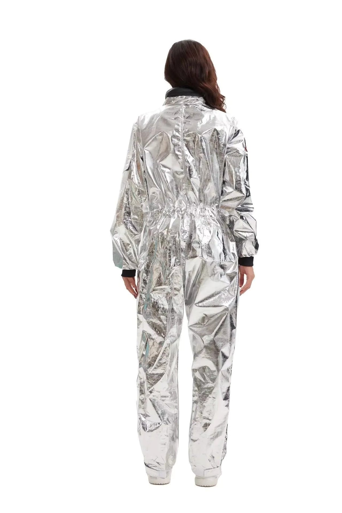 Louise | Déguisement Halloween Femme Combinaison Astronaute Métallisée Fermeture Éclair - Blanc