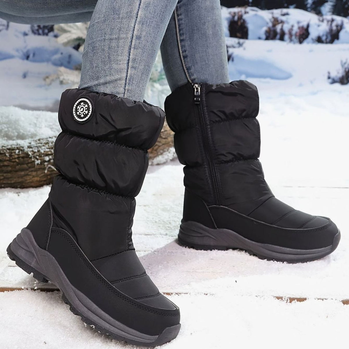 Louise | Dames Bottines Hiver Doublure Chaude Imperméable Semelle Antidérapante - Noir
