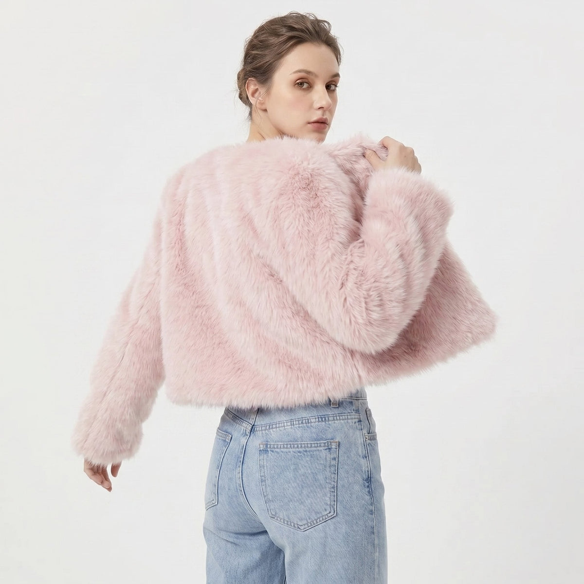 Louise | Gilet Court pour Femme Imitation Fourrure Douce Coupe Ample - Rose