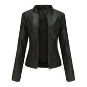 Louise | Veste Motard pour Femme Coupe Cintrée simili-cuir Fermeture Éclair - Noir