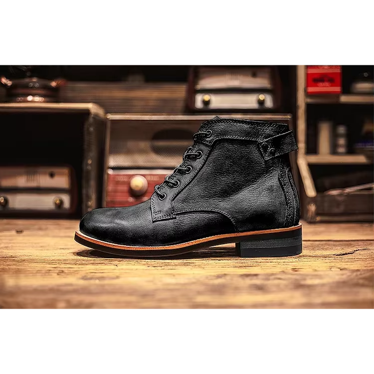 Lucas | Bottines Homme Lacées Montantes Confort Quotidien - Noir