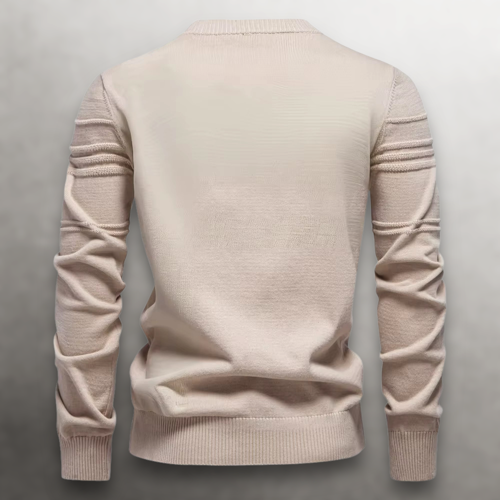 Lucas | Pull Homme Coupe Slim Tricot Motif Ton sur Ton Côtelé - Beige