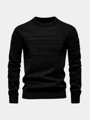 Lucas | Pull Homme Coupe Slim Tricot Motif Ton sur Ton Côtelé - Noir