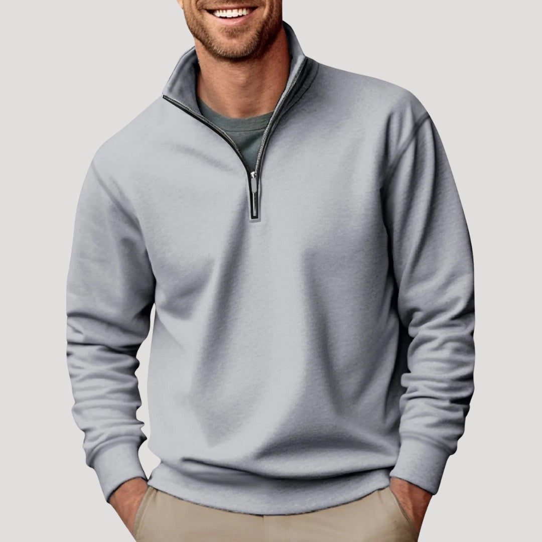 Lucas | Pull-over Homme Coupe Ample Fermeture Éclair Quart - Gris