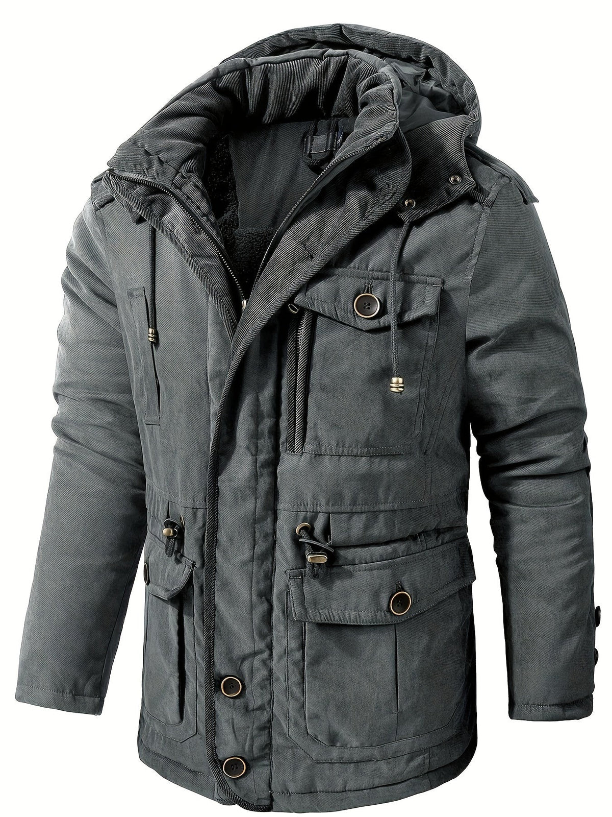 Lucas | Veste Homme Capuche Isolée Décontractée Hiver - Gris
