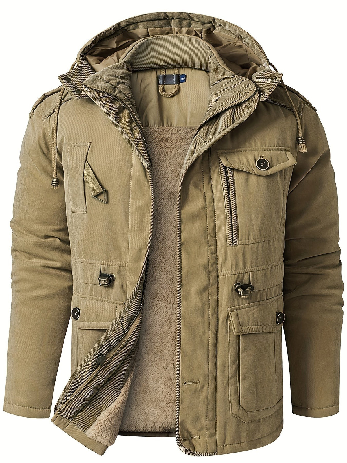 Lucas | Veste Homme Capuche Isolée Décontractée Hiver - Kaki