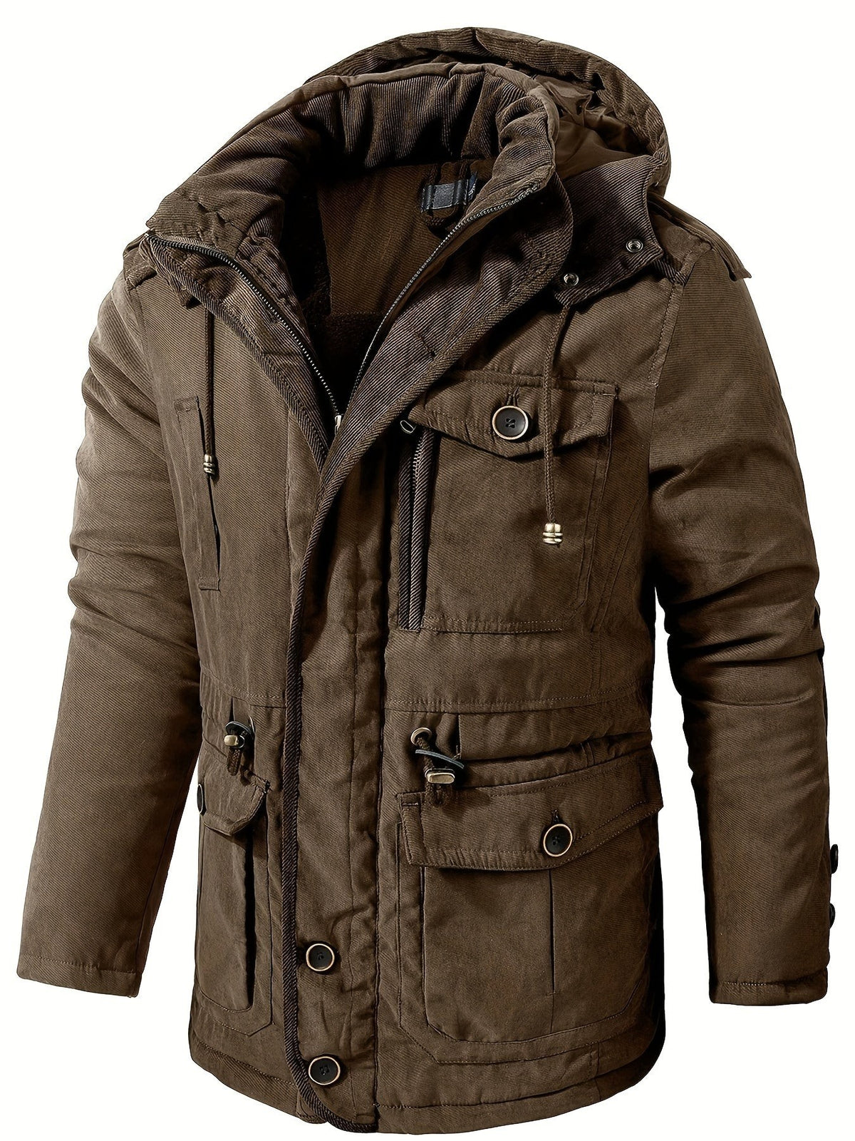Lucas | Veste Homme Capuche Isolée Décontractée Hiver - Marron