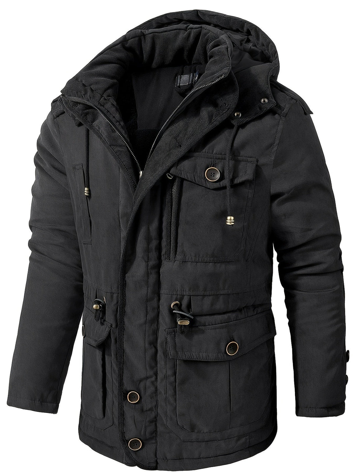 Lucas | Veste Homme Capuche Isolée Décontractée Hiver - Noir