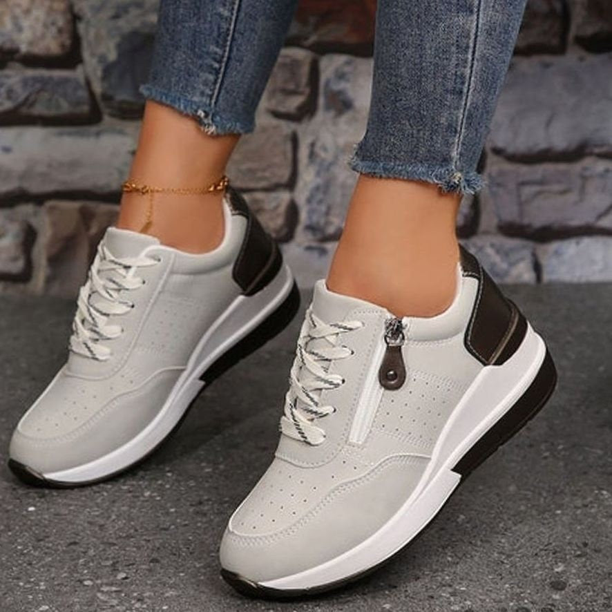Manon | Baskets Femme à Lacets Orthopédiques Semelle Plateforme Surélevée - Noir