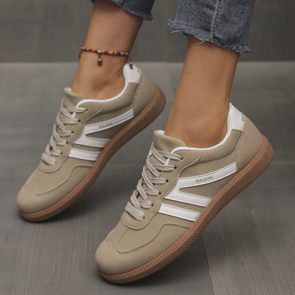 Manon | Chaussures de Marche pour Femme Rembourrées Avant-Pied Large Semelle Flexible - Kaki