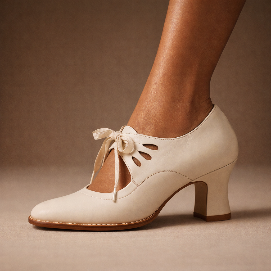 Margaux | Escarpins pour Femme Bout Amande Lacets Fins Talon Moyen - Bleu Foncé