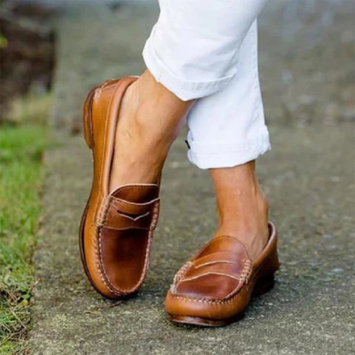 Margaux | Mocassins pour Femme Enfiler Minimaliste Design Épuré - Marron