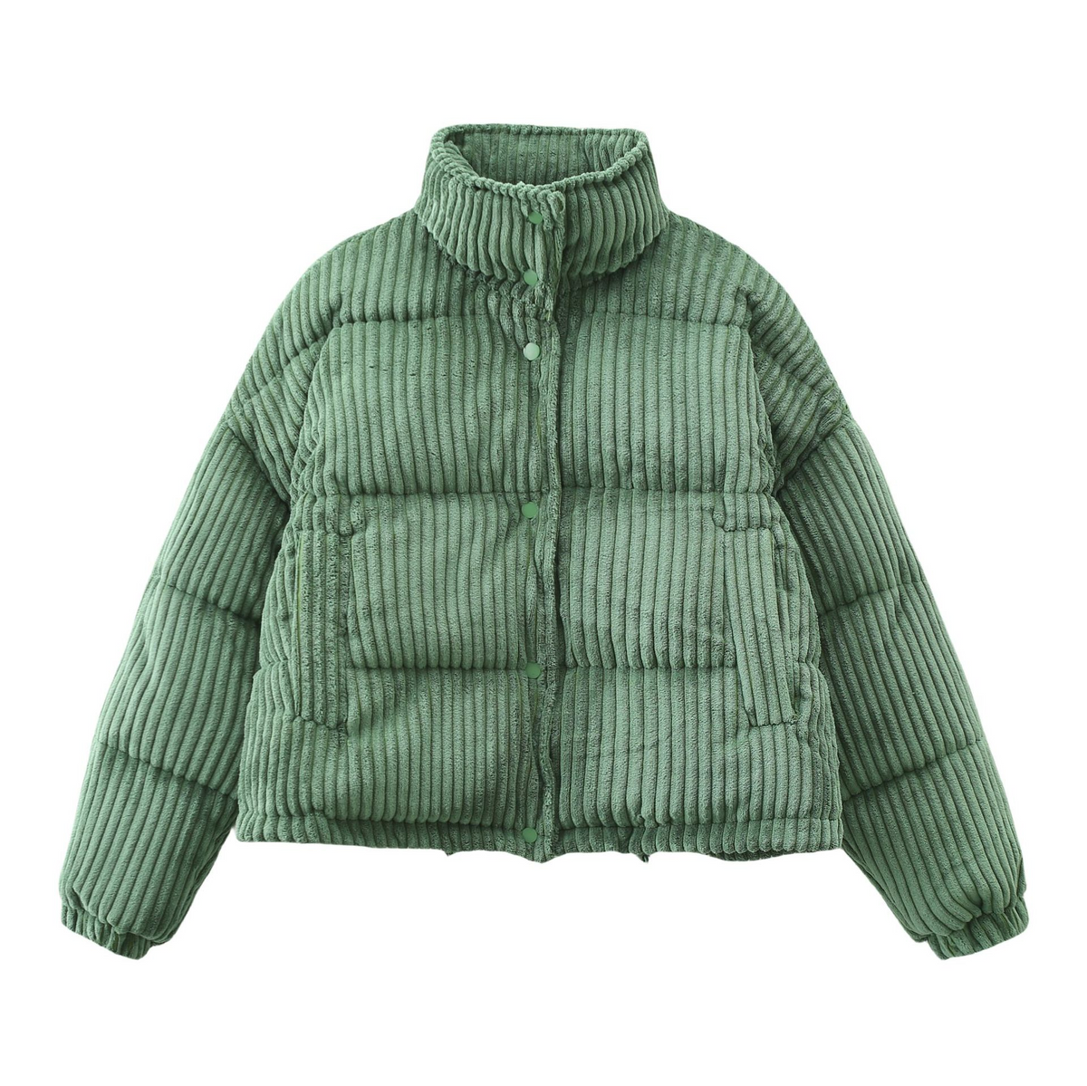 Maxime | Dames Doudoune Bombeur Cord Ample Doublure Satinée - Vert