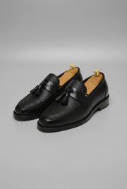 Maxime | Mocassin Homme Tressé Glands simili-cuir Enfiler Classique - Noir