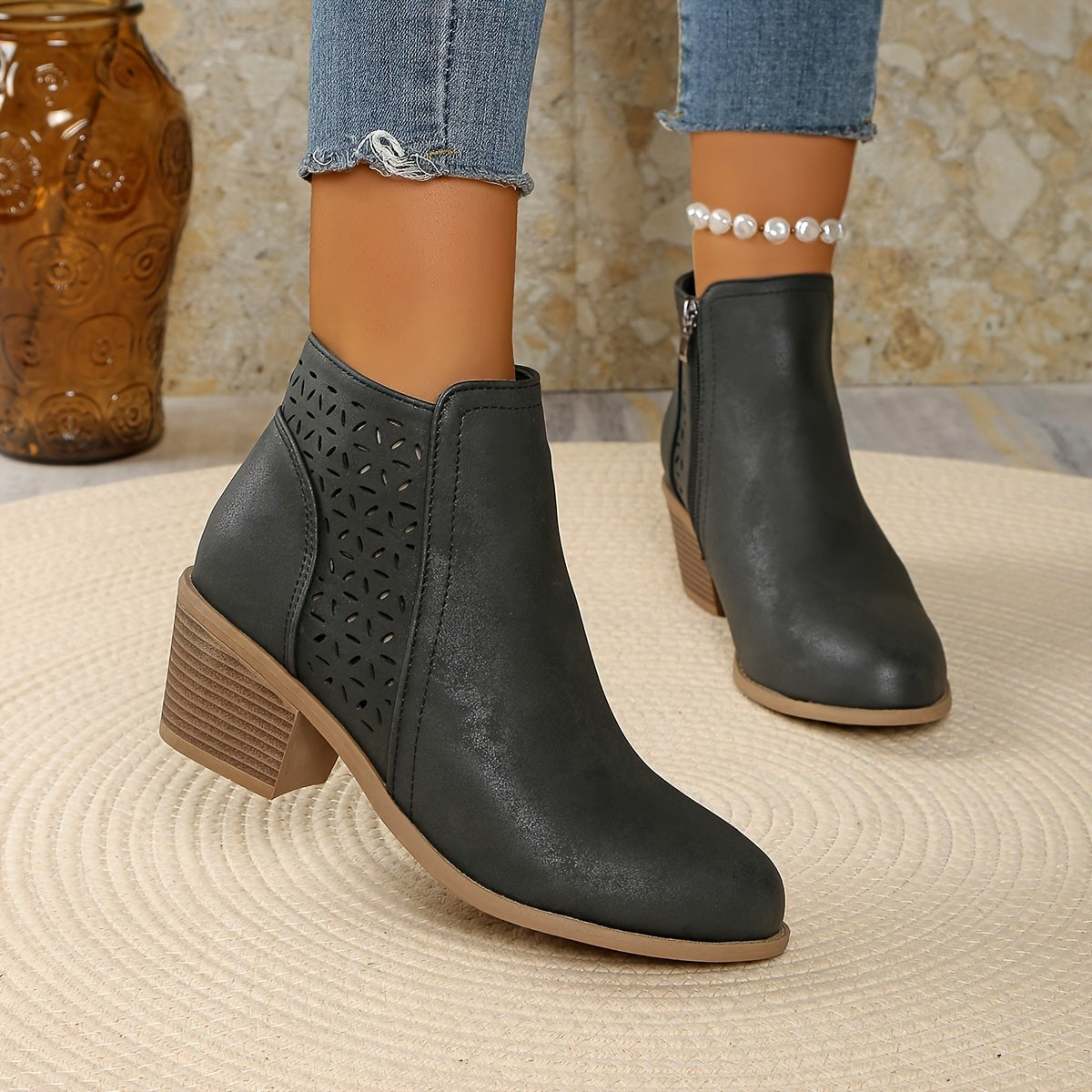Mila | Bottes Orthopédiques pour Femme Talon Large Semelle Antidérapante - Beige