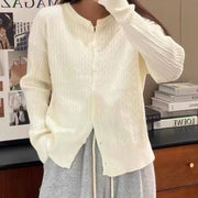 Mila | Cardigan pour Femme Coupe Ample Tricot Câblé Boutons Coton - Crème