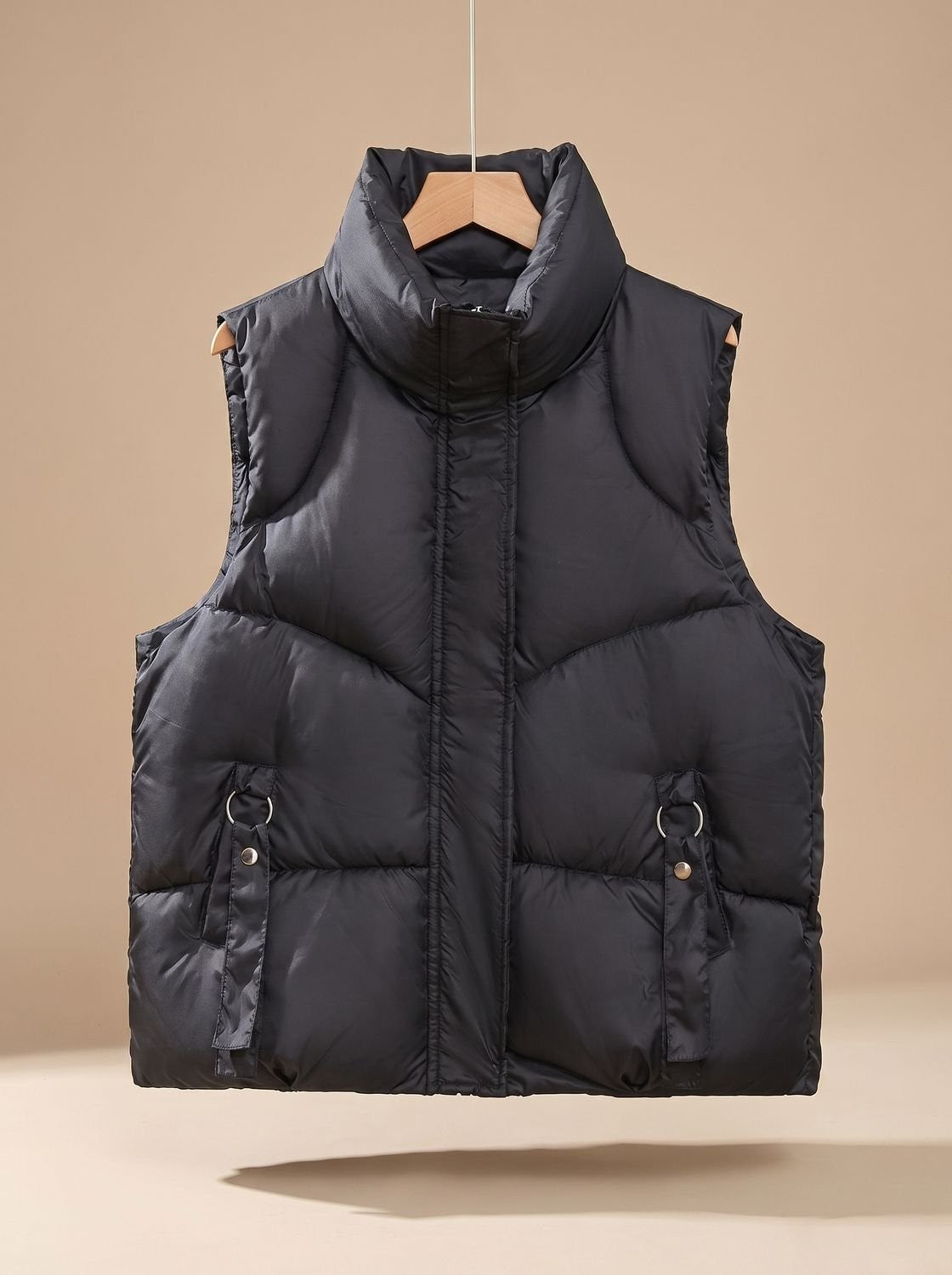 Mila | Dames Doudoune Matelassée Coupe Ample Col Montant Zippée - Marron